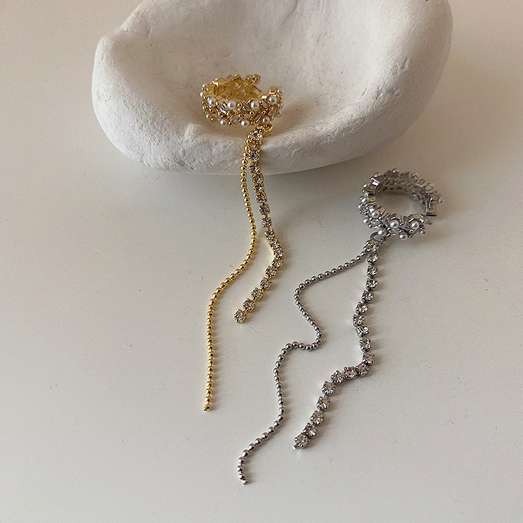High Quality Pearl Chain Tassel Ear Bone Clip Female Personality Simple And Versatile Temperament No Ear Pierced Earrings