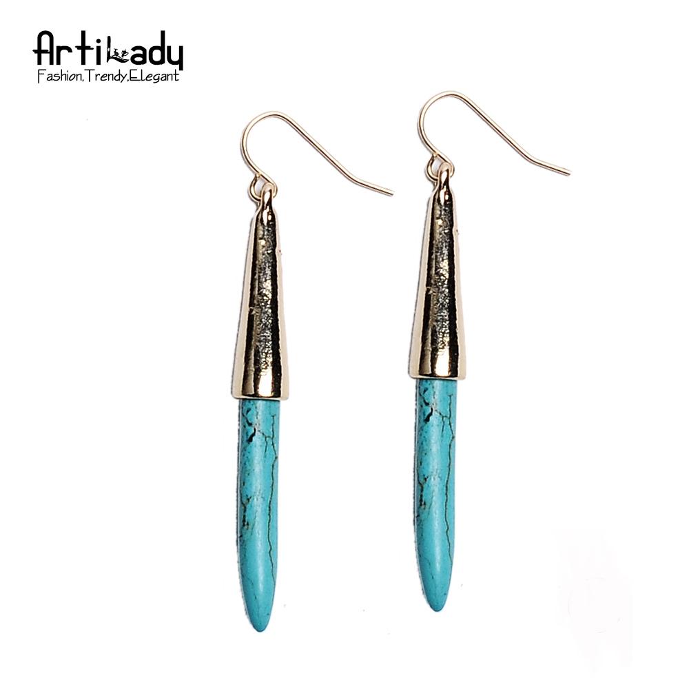 Artilady stone tassels stud earrings vintage stone