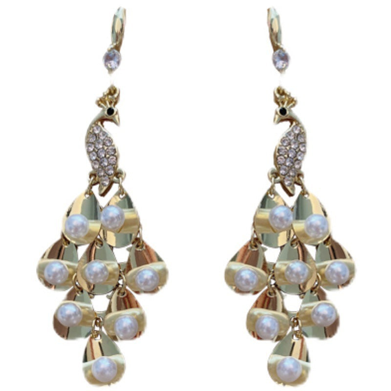 Korean Style Fashion Phoenix Super Fairy Exaggerated Earrings Wholesale High-End Temperament Long Earrings New Earrings