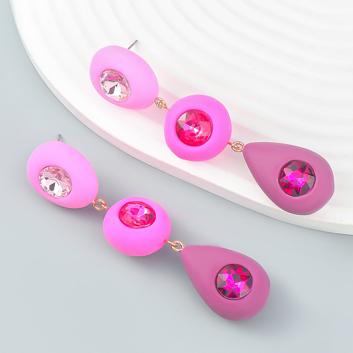 Ins Style Net Red Multi-Layer Geometric Resin Acrylic Diamond Earrings Women's Retro Earrings