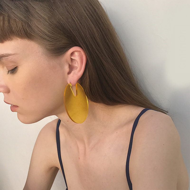 Fashion Acrylic Jewelry Custom Women Acryl Transparent Green Orange Big Stud Earrings Girl's Gift Round Large Earring