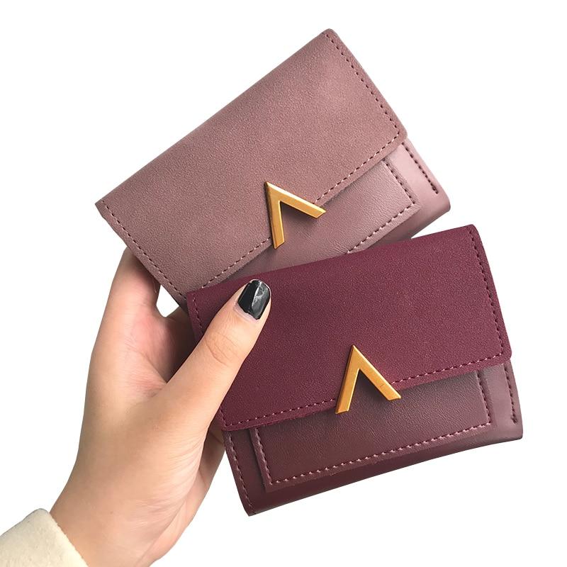 Matte Leather Small Women Wallet Luxury Brand Famous Mini Womens Wallets And Purses Short Female Coin Purse Credit Card Holder