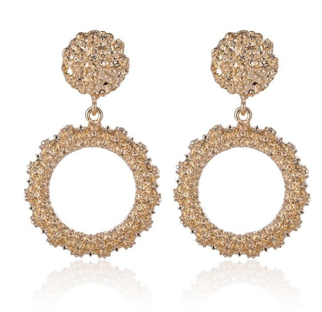 Big Vintage Earrings for Women Gold Silver Black Geometric Statement Earring 2019 Metal Earing Hanging Fashion Jewelry