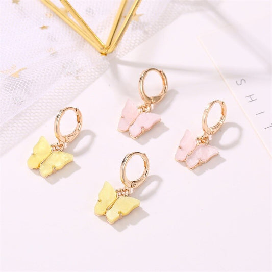 Fashion Cute Butterfly Women's Earrings Stud Color Acrylic Stud Earrings Animal Sweet Colorful Stud Earrings Girls Jewelry