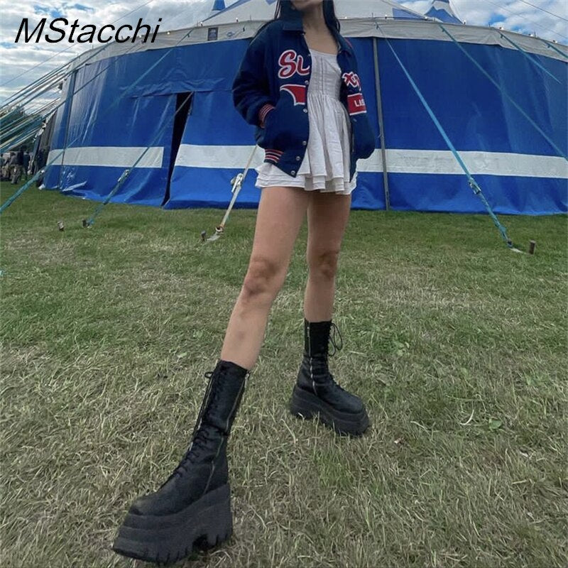 High Platform Boots Thick Bottom Women High Knee Boots Concise High Quality Black Boots Shoes Luxury Brand