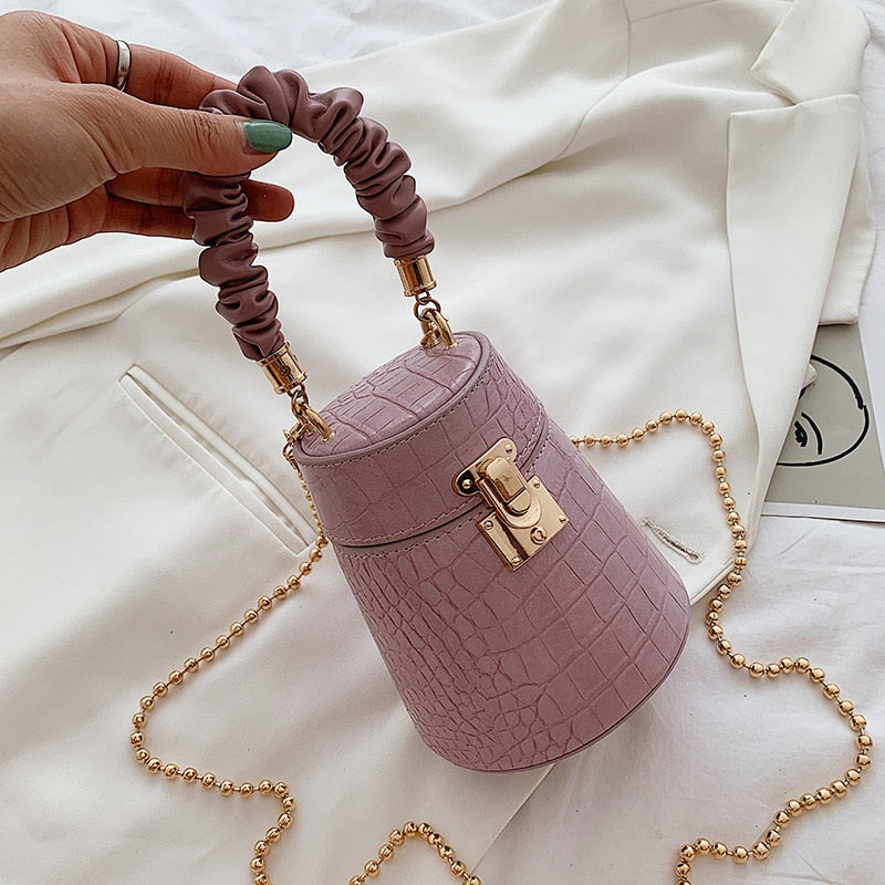 women's bag  Original Design Handbag Fashion Handbag Crocodile Pattern Bucket Bag Chain Slung Portable Shoulder Bag