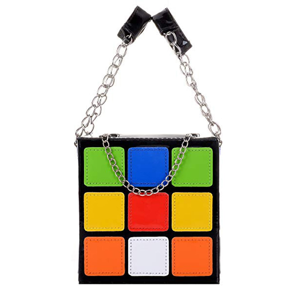 Chic Cubic Shape Box Women Handbags Designer Chains Totes Luxury Pu Leather Messenger Bag Ladies Personality Small Purses 2020