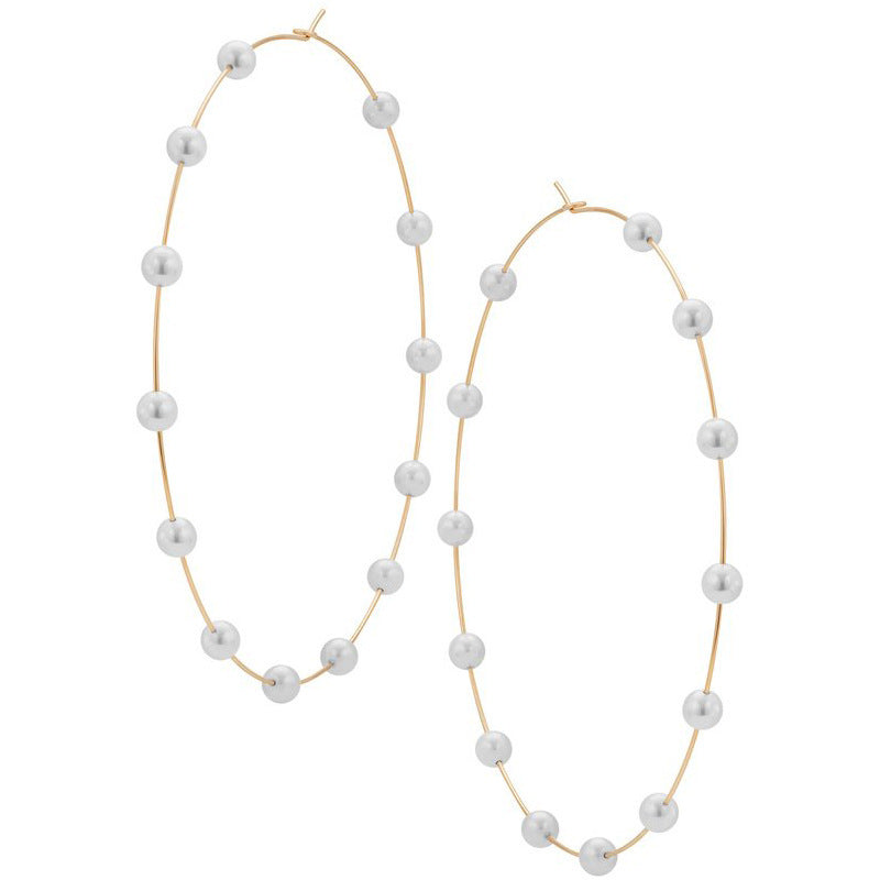 New Pearl Large Circle Earrings Trendy Fashion Exaggerated Pearl Earrings for Women