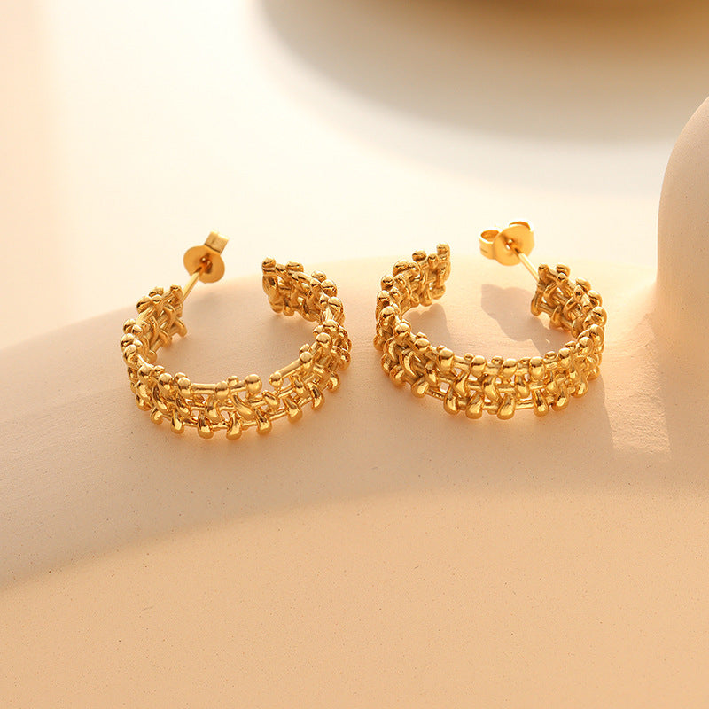 14k C Braided Earrings