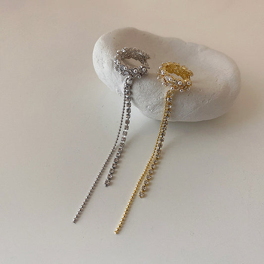 High Quality Pearl Chain Tassel Ear Bone Clip Female Personality Simple And Versatile Temperament No Ear Pierced Earrings