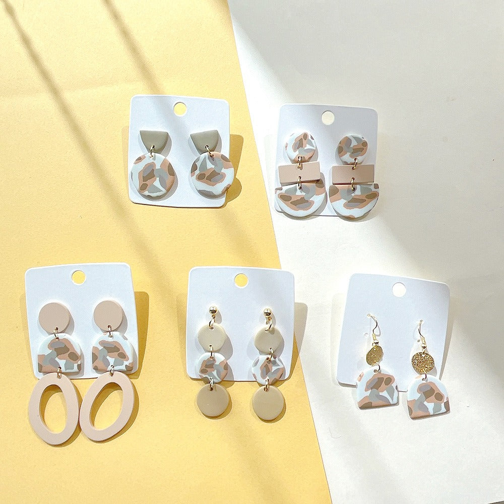 New Earrings, Milk Coffee, Soft and Gentle, Creative Geometric Camo Earrings, Female Earrings, Ins Style Earrings