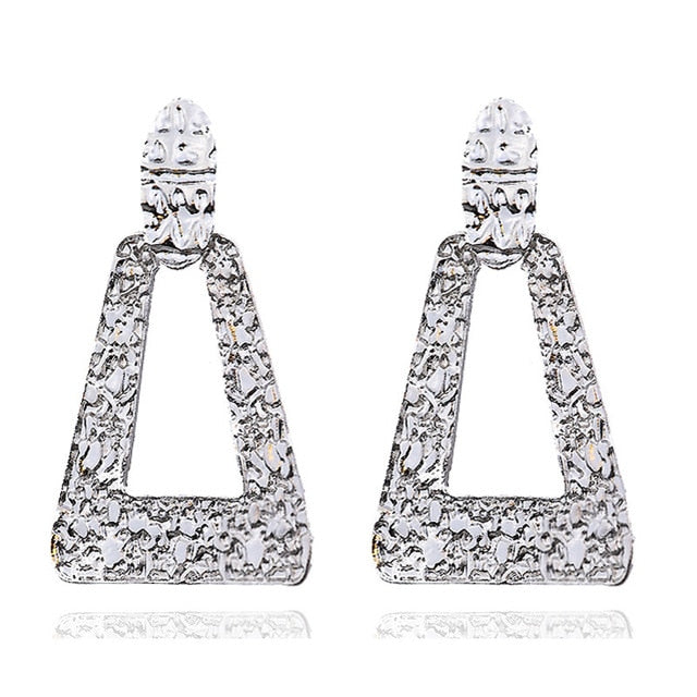 Big Vintage Earrings for Women Gold Silver Black Geometric Statement Earring 2019 Metal Earing Hanging Fashion Jewelry