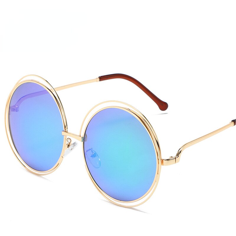 New Round Oversized Sunglasses Women Brand Designer Big Circle Gradient Mirror Sun Glasses Female Metal Frame Cool Eyewear