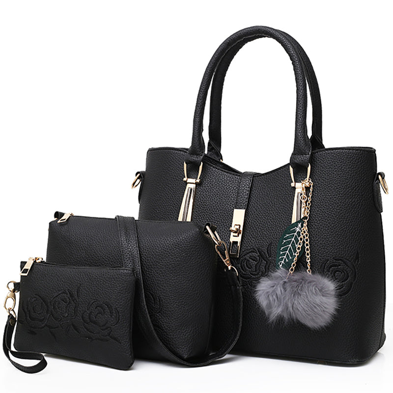 3pcs Leather Rose Bags Handbags Women Famous Brand Shoulder Bag Female Casual Tote Women Messenger Bag Set Bolsas