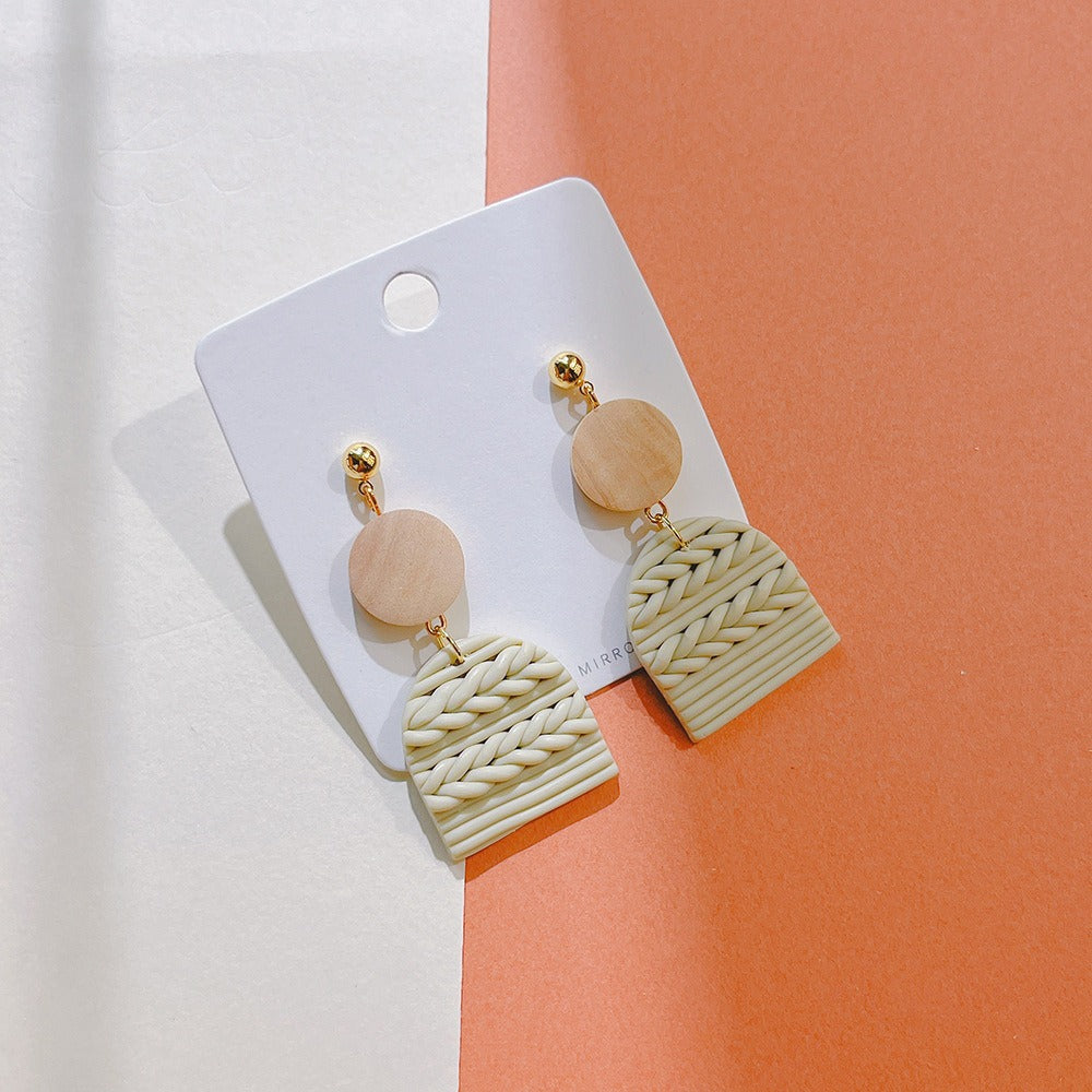 Soft Pottery Earrings, Earrings, Women's Striped Earrings, Geometric Polymer Clay Handmade Earrings