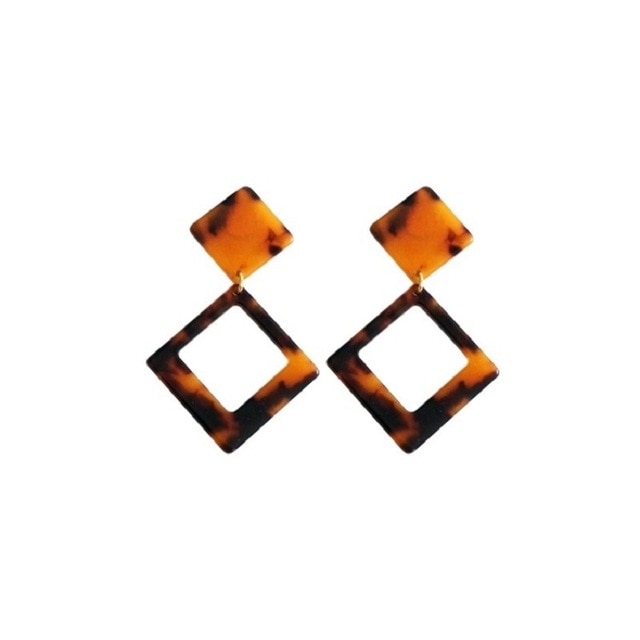 Leopard Acetate Earrings Personality Geometric Round Brown Acrylic Long Gangle Earrings