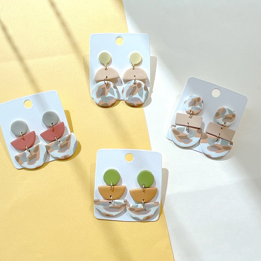 New Earrings, Milk Coffee, Soft and Gentle, Creative Geometric Camo Earrings, Female Earrings, Ins Style Earrings