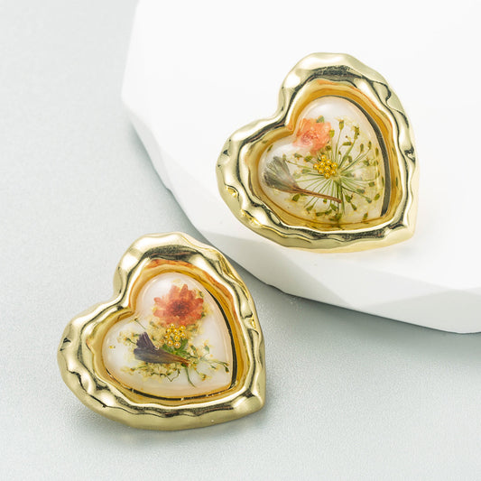 New Retro Flower Love Earrings Creative Niche Design All-Match Earrings French Personality