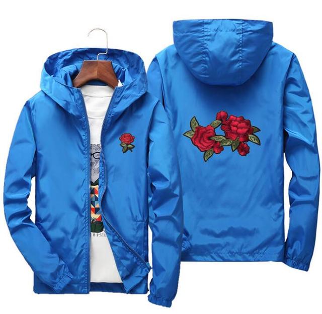 Rose Jacket Windbreaker Men And Women's Jacket New Fashion White And Black Roses Outwear Coat