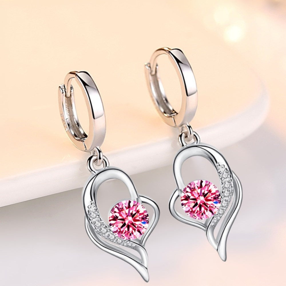 NEHZY 925 Sterling Silver New Woman Fashion Jewelry High Quality Blue Pink White Purple Crystal Zircon Hot Selling Earrings
