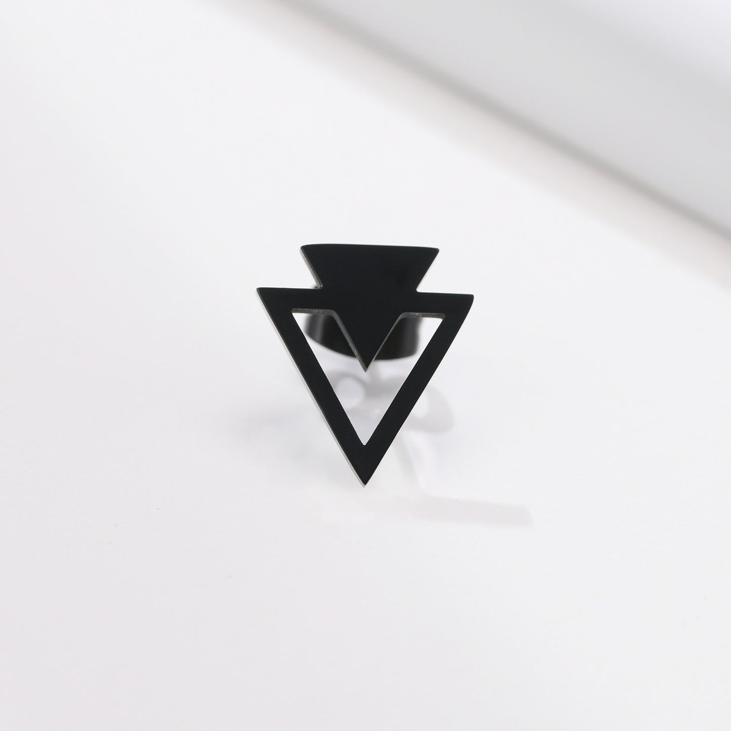 Triangle Stud Earrings Stainless Steel Black Gold Men's and Women's Earrings Geometric Accessories Single Jewelry