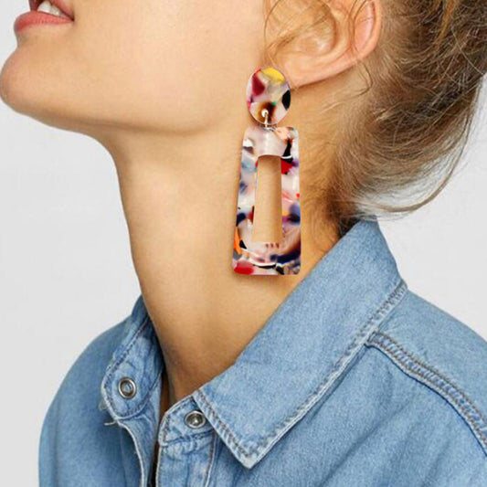 Japanese And Korean Of Creative Personality Simple Acetate Earrings Women Acrylic Geometric Resin Earrings