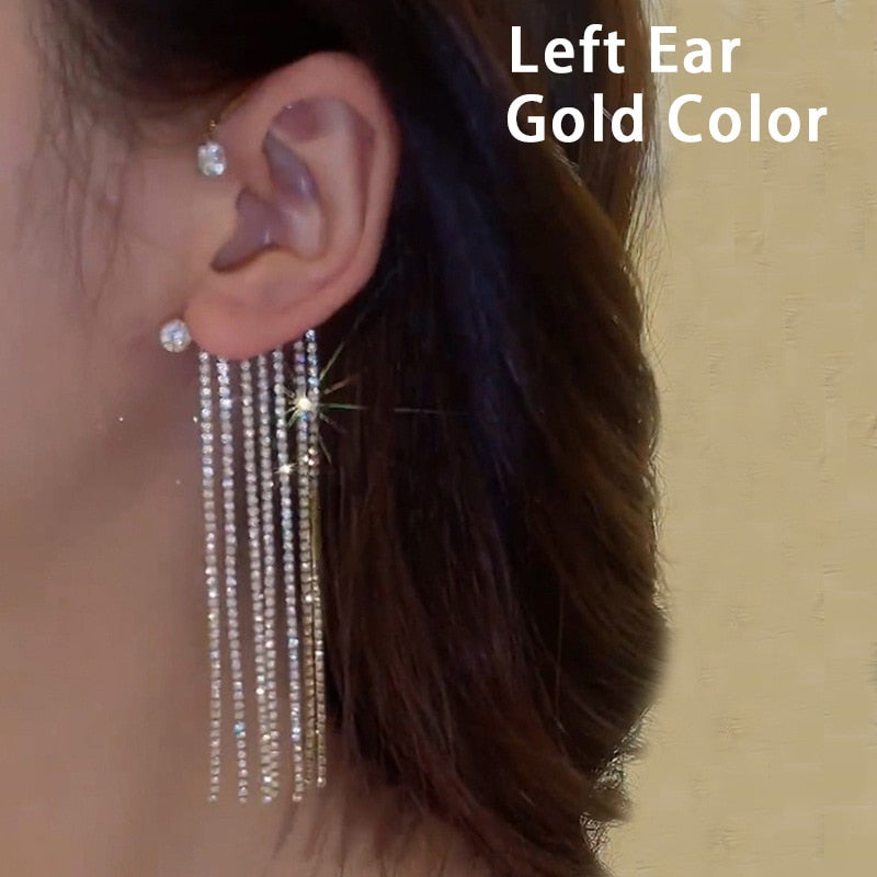 One Piece Korean Long Tassel Earrings Girls No Ear Piercing Full Pearl Big Clip Earrings For Women Gift Jewelry Ear Cuff