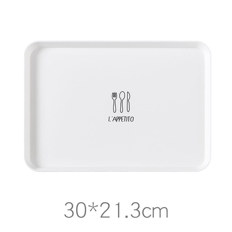 Nordic style rectangular plate household simple breakfast plate plastic tea plate dining plate desse