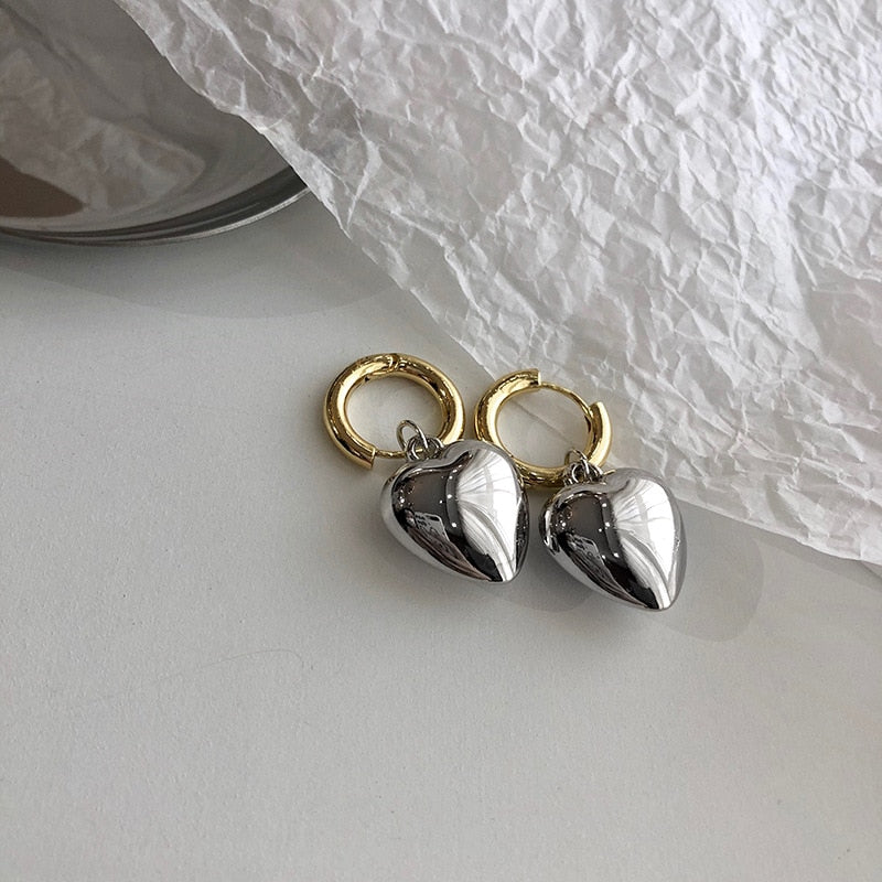 Statement Metallic Heart Drop Earrings For Women New Jewelry Designer Earings Wholesale