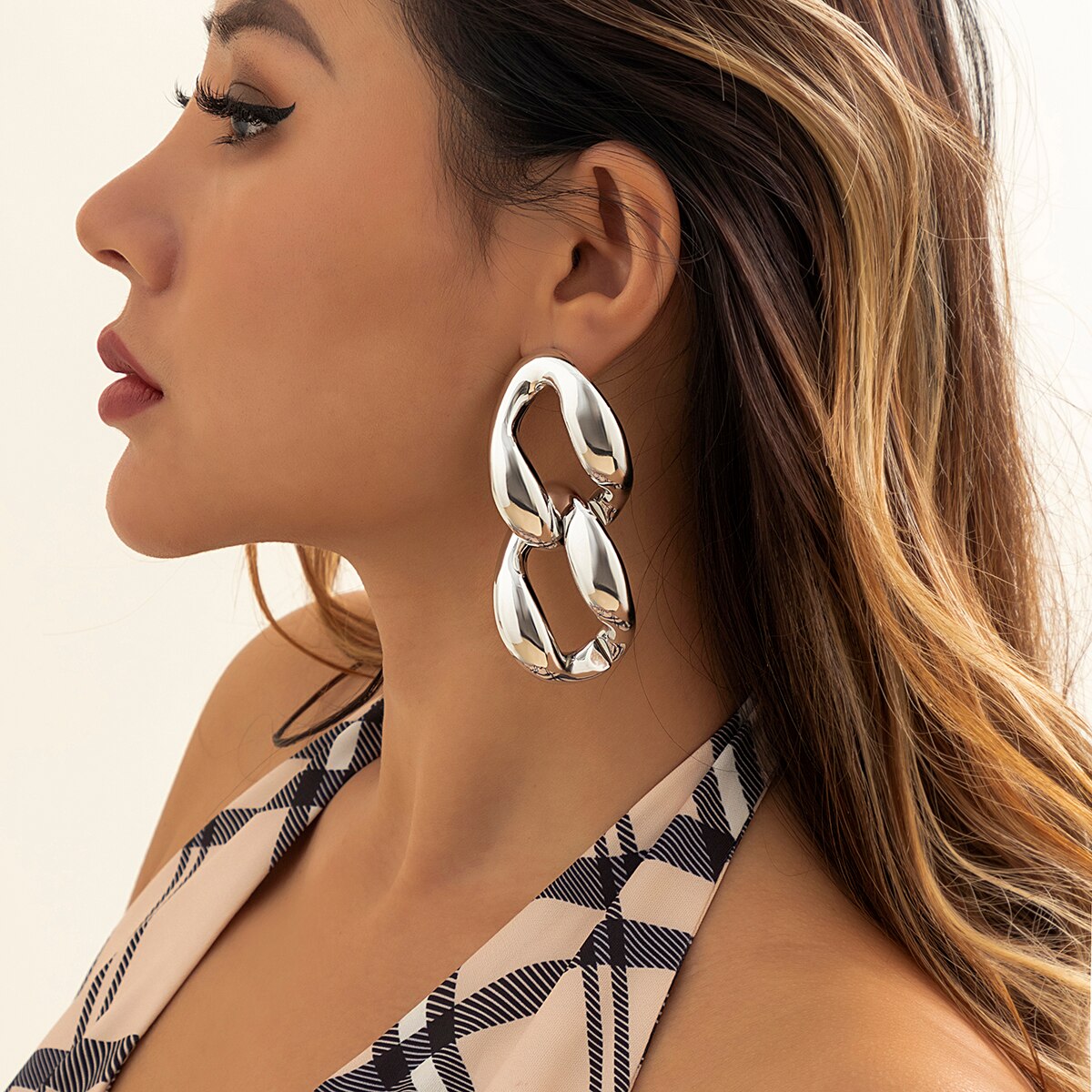 Hip Hop Thick Chain Drop Earrings for Women Exaggerated Big Hanging Earrings Fashion Jewelry