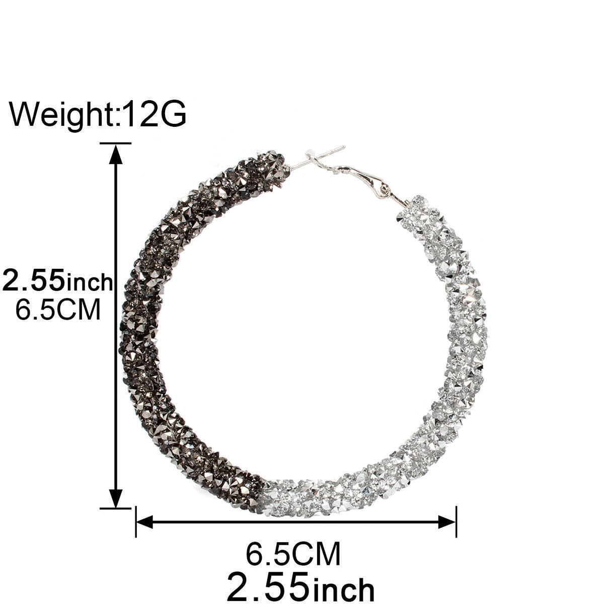 Korean Fashion Earrings Female Exaggerated Large Circle Micro Diamond Two Color Mix And Match Earrings Hoop Earrings