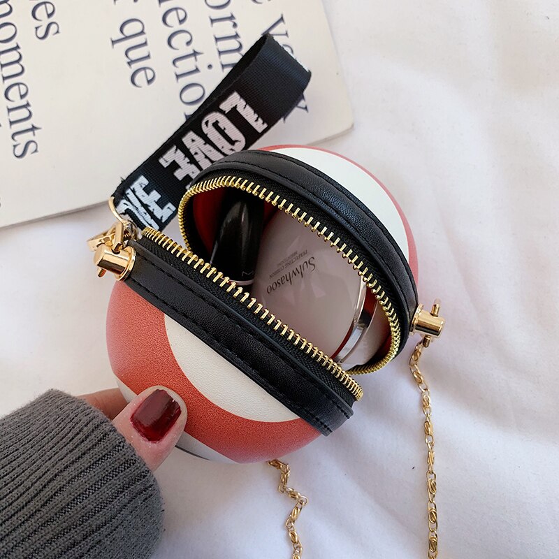 Novel Billiard Digital Round Girls Shoulder Chain Bag Purses and Handbags Crossbody Mini Bag Women Clutch Bag Totes Leather Bag