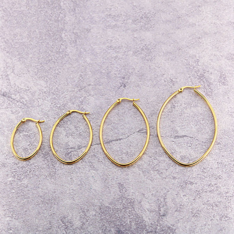 Fashion Hoop Earrings 316 Stainless Steel Hoop Earrings Gold Color Round Circle Earring Jewelry For Women Party  1 Pair