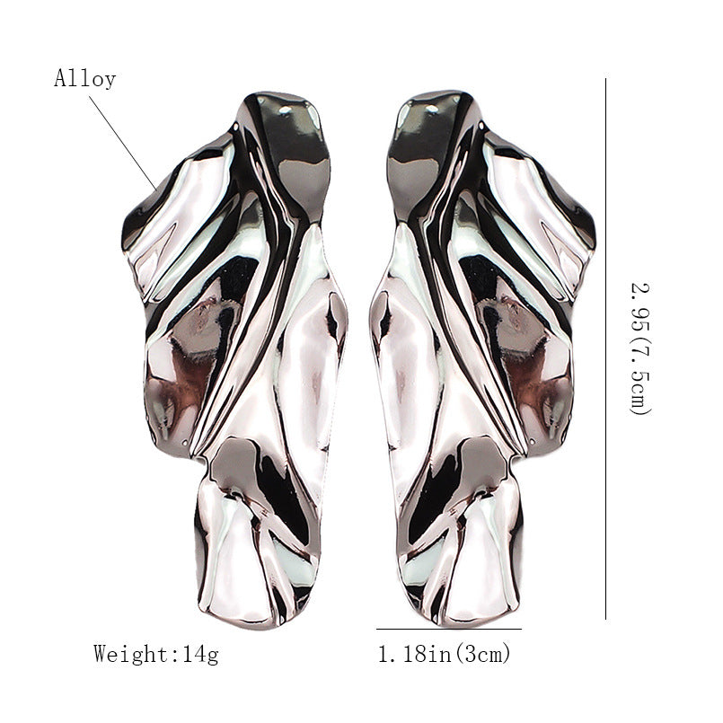 Fashion Metal Iron Sheet Geometric Stud Earrings Women Irregular Metal Sequin Earrings