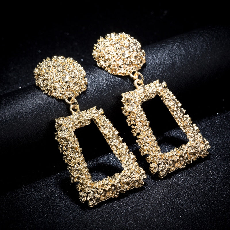 Big Vintage Earrings for Women Gold Silver Black Geometric Statement Earring 2019 Metal Earing Hanging Fashion Jewelry