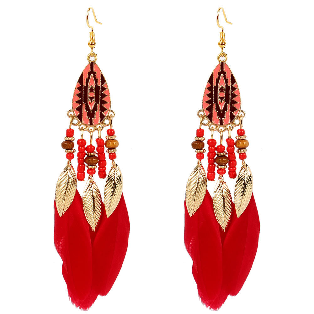 Exaggerated Earrings Retro Style Feather Earrings Jewelry Personality Bohemian Earrings
