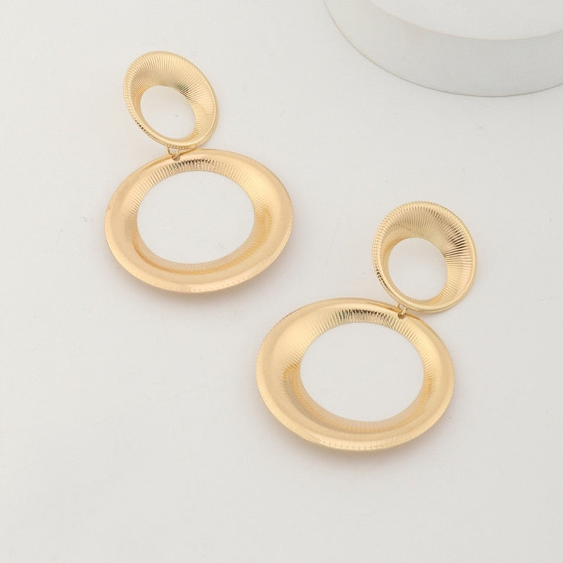 Hiphop Big  Round Dangle Drop Earrings for Women Layered Long Earrings Hanging Large Earrings Statement Jewelry Gift