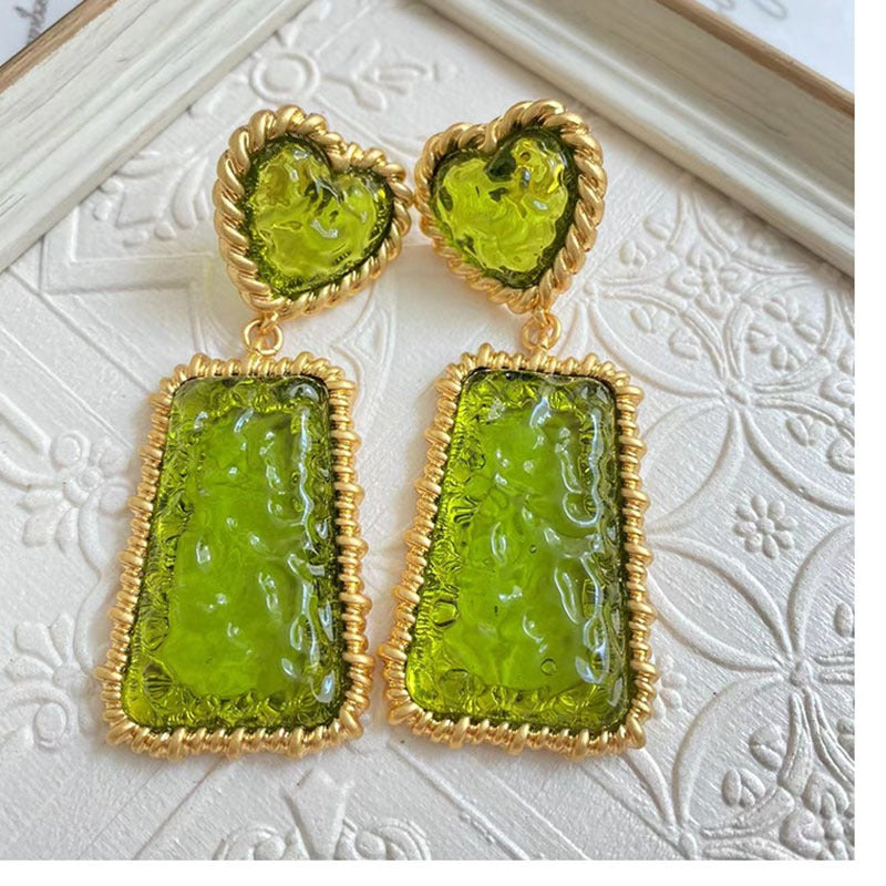 Ear studs macaron love rectangle