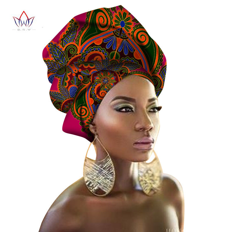 BRW Multi-color Israelite African Print Ankara Head wrap Tie Scarf High Quality Hair Accessories Gele Ipele African Bazin Rich Headwear