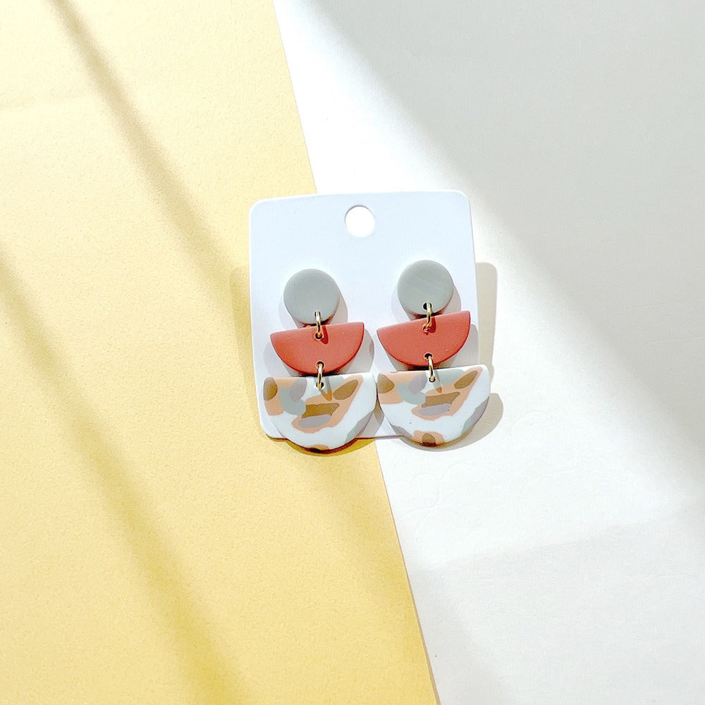 New Earrings, Milk Coffee, Soft and Gentle, Creative Geometric Camo Earrings, Female Earrings, Ins Style Earrings
