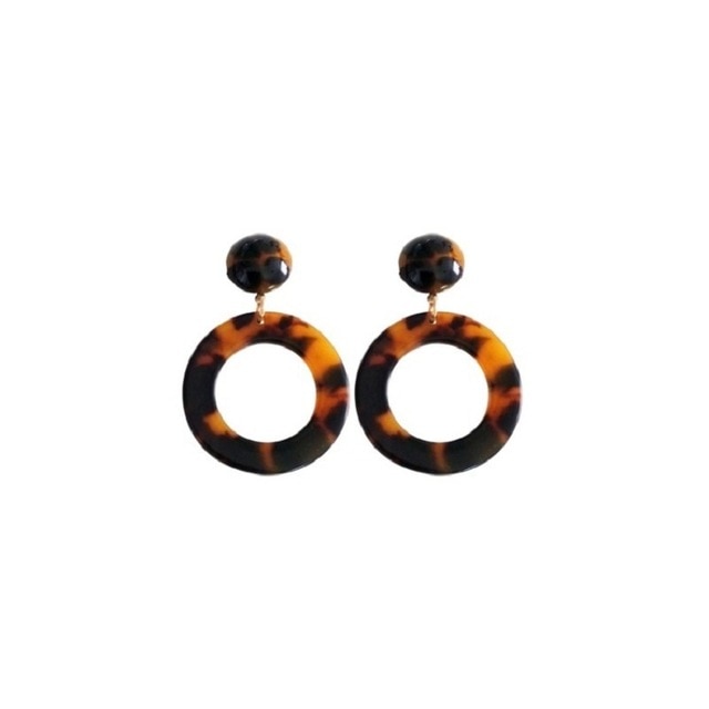 Leopard Acetate Earrings Personality Geometric Round Brown Acrylic Long Gangle Earrings