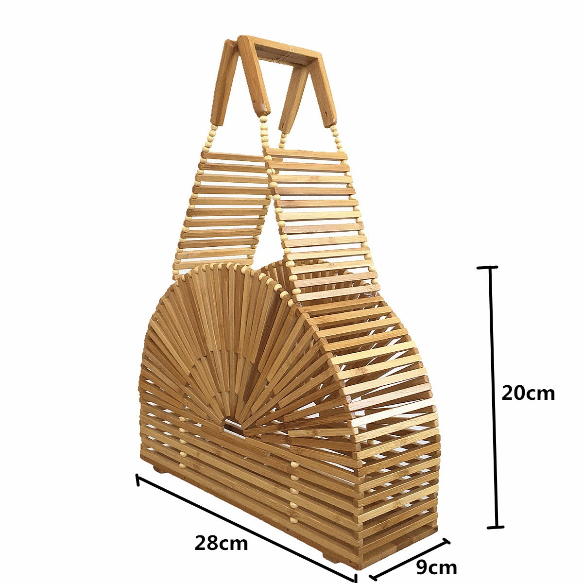 Half Round Bamboo Bag Women's Handbag Beach Bag Ins Net Red Popular Bamboo Handbag Round Bag