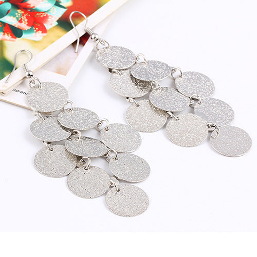 Fashion Punk Nightclub Rock Exaggerated Frosted Disc Tassel Earrings Earrings Earrings Earrings Accessories