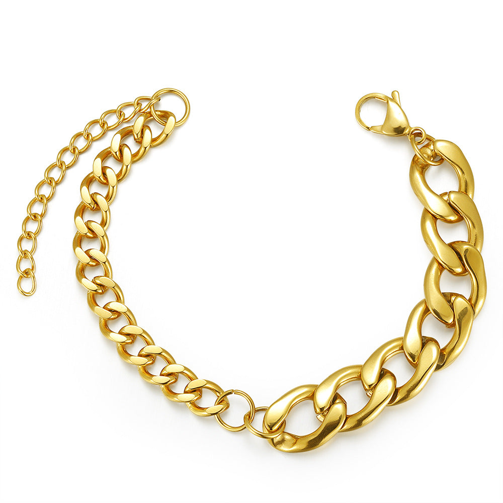 New Men's Titanium Steel Bracelet Exaggerated Thick Chain Grinding Chain K Gold Jewelry