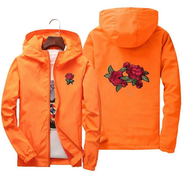 Rose Jacket Windbreaker Men And Women's Jacket New Fashion White And Black Roses Outwear Coat