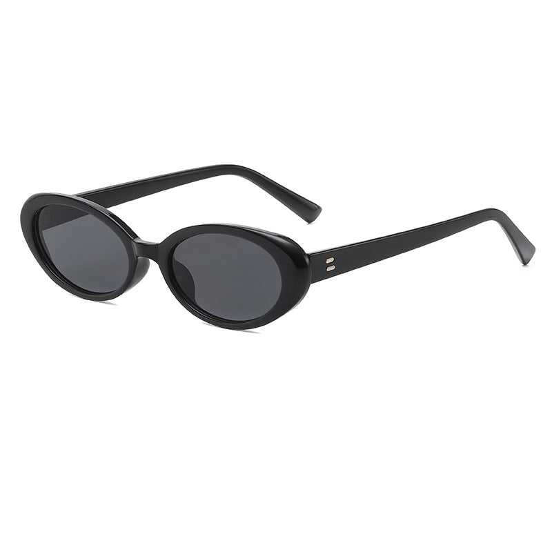 Fashion Oval Small Frame Rice Nail Sunglasses Female Dance Hip-Hop Sunglasses Street Shooting Ins Style Glasses