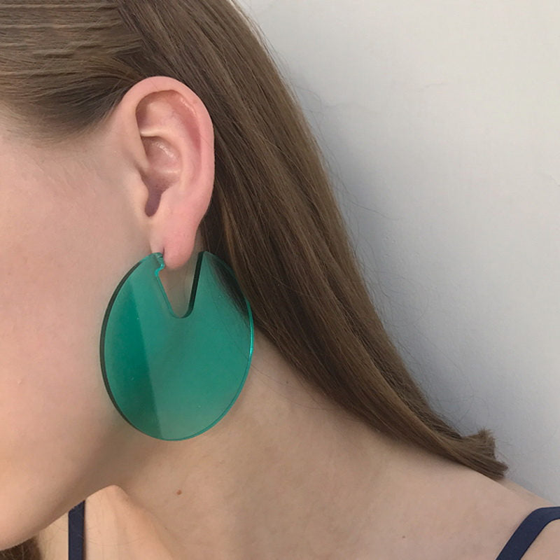 Fashion Acrylic Jewelry Custom Women Acryl Transparent Green Orange Big Stud Earrings Girl's Gift Round Large Earring