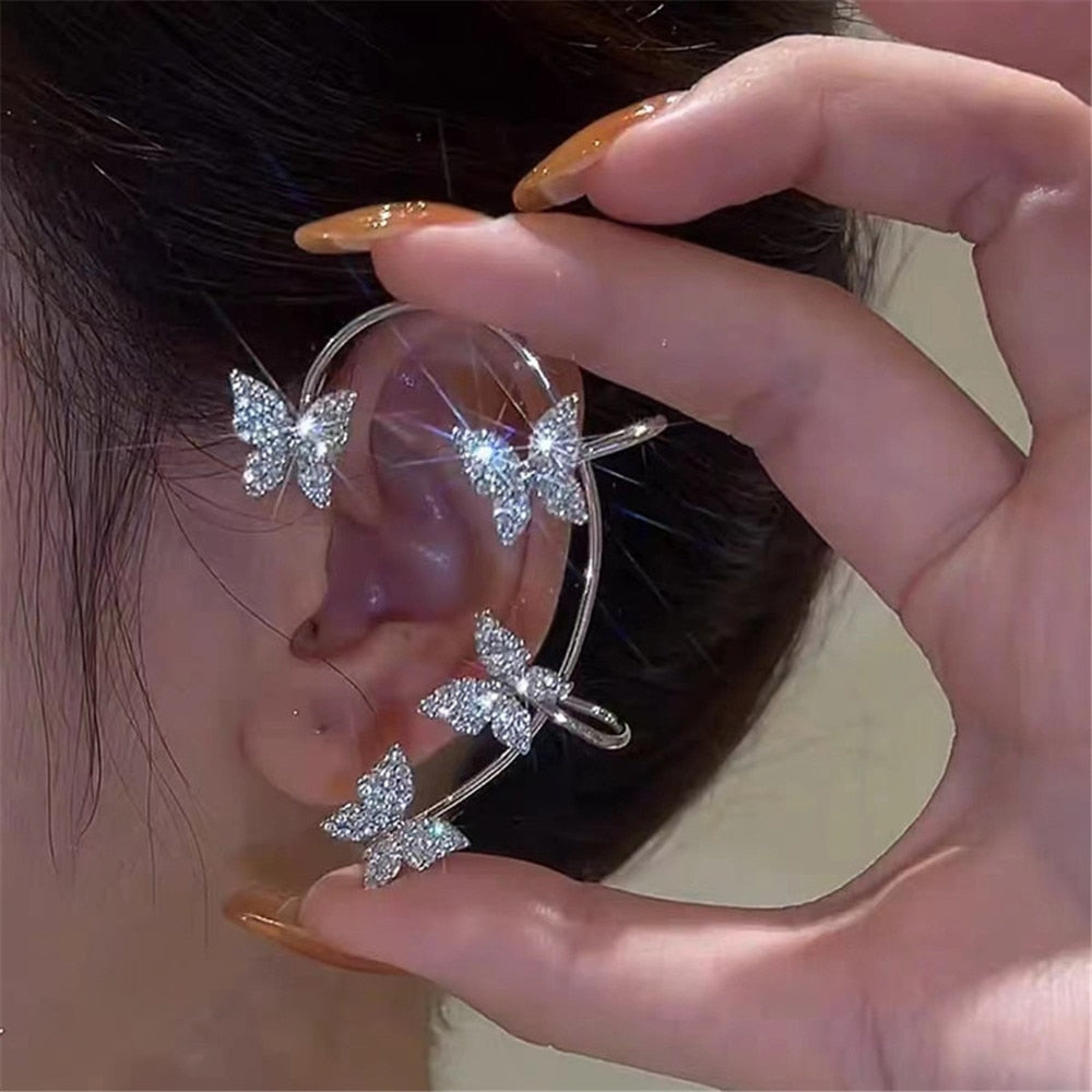 One Piece Korean Long Tassel Earrings Girls No Ear Piercing Full Pearl Big Clip Earrings For Women Gift Jewelry Ear Cuff