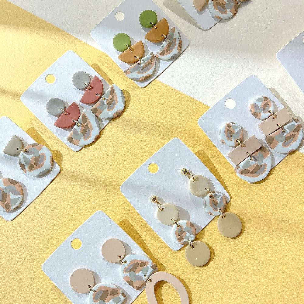 New Earrings, Milk Coffee, Soft and Gentle, Creative Geometric Camo Earrings, Female Earrings, Ins Style Earrings
