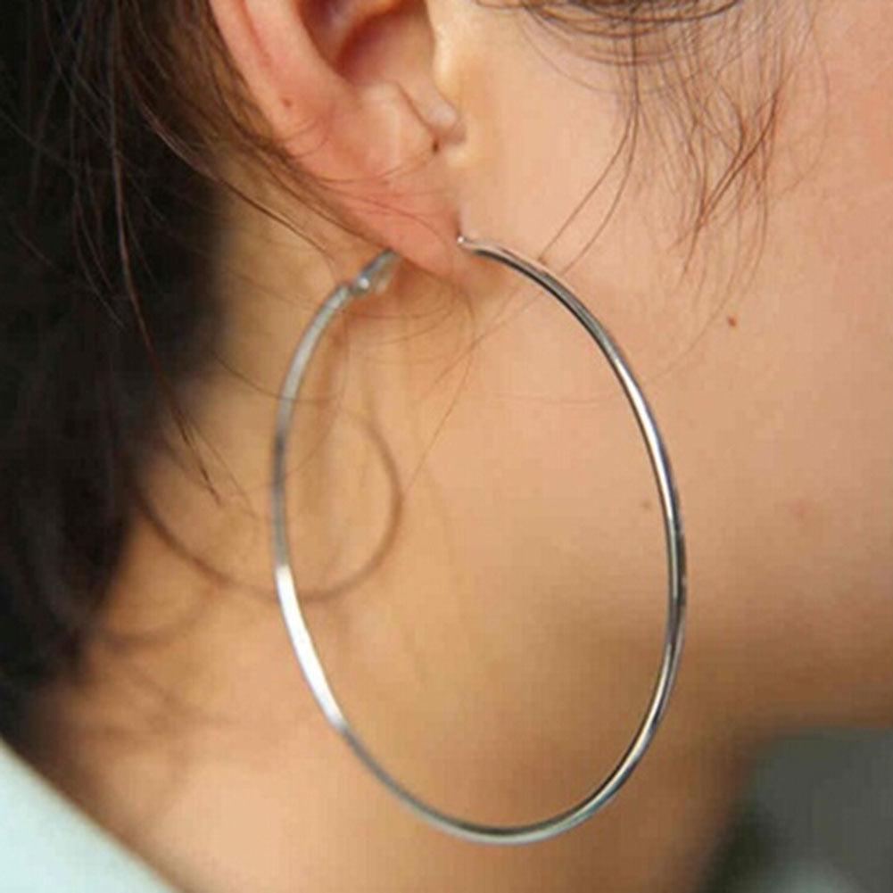 Personality Super Big Circles Hoop Earrings For Women Fashion Gold Silver Color Jewelry Trendy Retro Big Round Circle Earrings